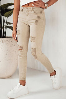 Dámské džíny s vysokým pásem MOLI Barva tmavě béžová DSTREET UY1872