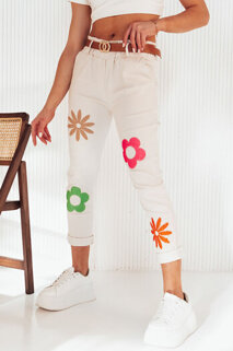 Dámské kalhoty casual FLOWRIS Barva béžová DSTREET UY1891