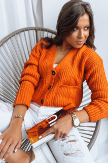 Dámský svetr na knoflíky SISTERS Barva oranžová DSTREET MY1961