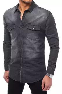 Pánská košile džínová černá Dstreet DX2161
