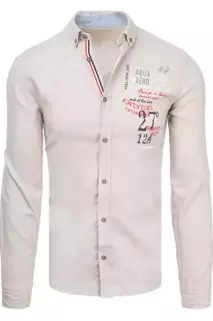 Pánská košile s dlouhým rukávem Barva béžová DSTREET DX2261