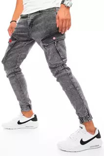 Pánské nákladní kalhoty džínové světle šedé Dstreet UX3255