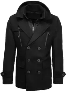 Pánský dvouřadý kabát Barva černá DSTREET CX0439