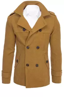 Pánský dvouřadý kabát Barva kamelová DSTREET CX0443