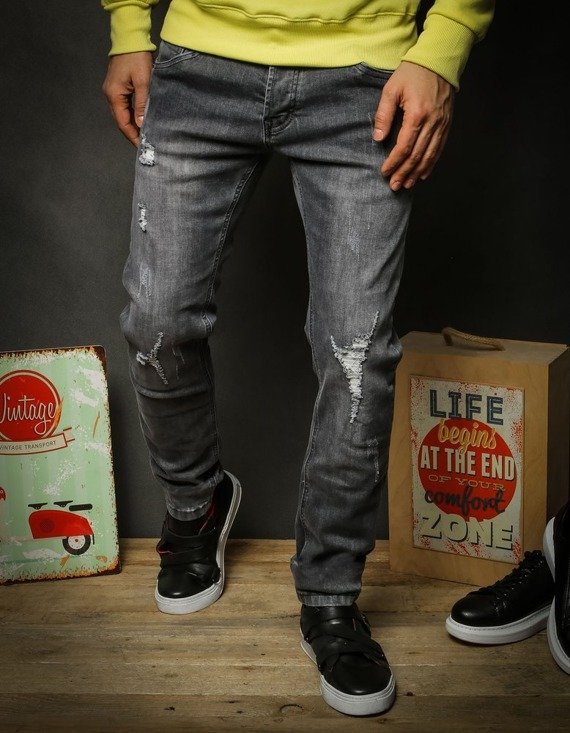 Pánské džínové kalhoty šedé Dstreet UX2325