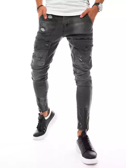 Pánské nákladní kalhoty džínové černé Dstreet UX3290