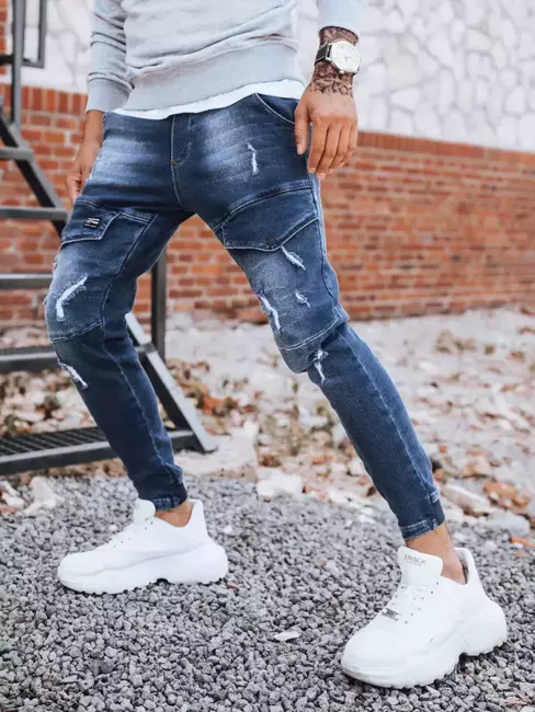 Pánské nákladní kalhoty džínové modré Dstreet UX3281
