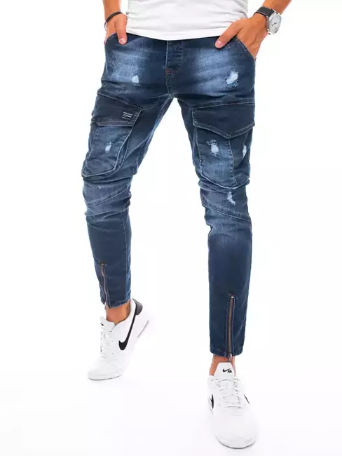 Pánské nákladní kalhoty džínové modré Dstreet UX3292