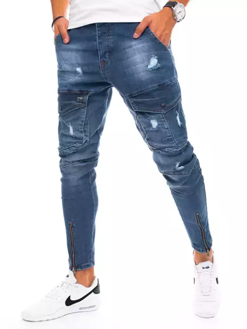 Pánské nákladní kalhoty džínové modré Dstreet UX3293