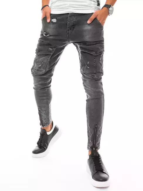 Pánské nákladní kalhoty džínové tmavě šedé Dstreet UX3288
