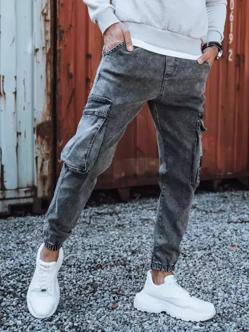Pánské nákladní kalhoty džínové tmavě šedé Dstreet UX3311