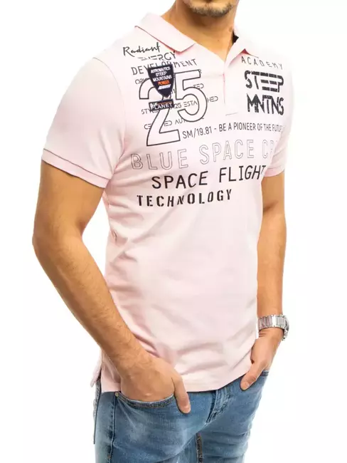 Pánské polo tričko s potiskem růžové Dstreet PX0466