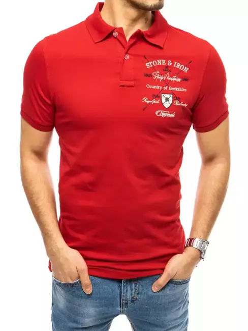 Pánské polo tričko s výšivkou červené Dstreet PX0399
