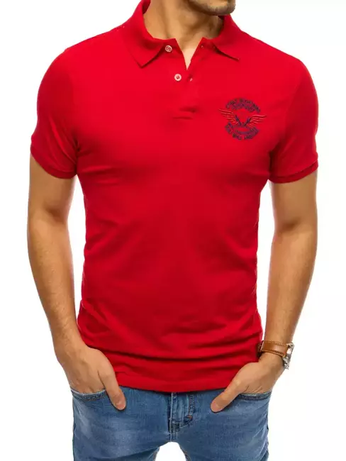 Pánské polo tričko s výšivkou červené Dstreet PX0469