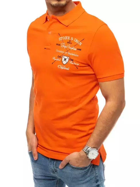 Pánské polo tričko s výšivkou oranžové Dstreet PX0397