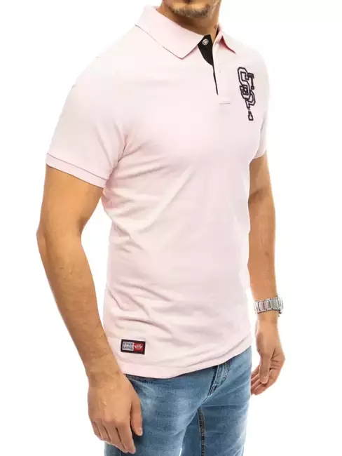 Pánské polo tričko s výšivkou růžové Dstreet PX0444