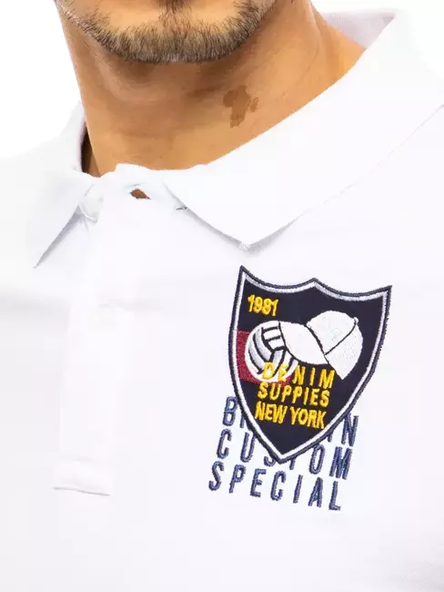 Polo tričko s výšivkou bílé Dstreet PX0392