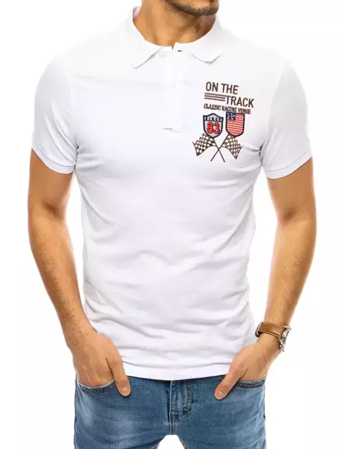 Polo tričko s výšivkou bílé Dstreet PX0452