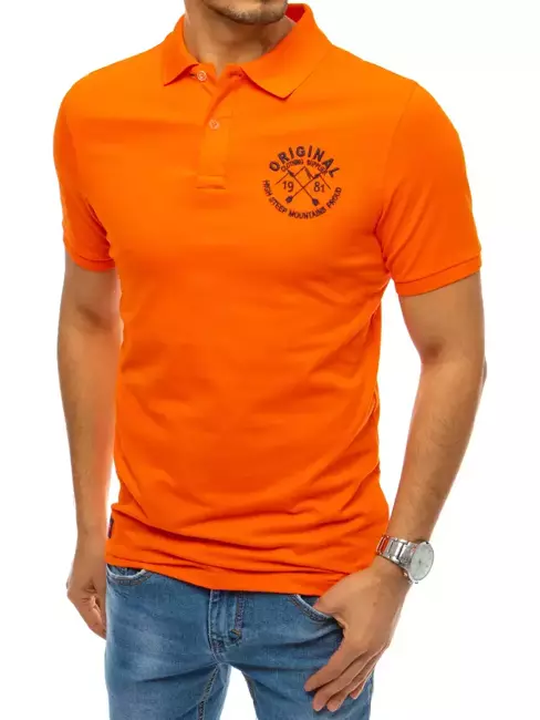 Polo tričko s výšivkou oranžové Dstreet PX0395