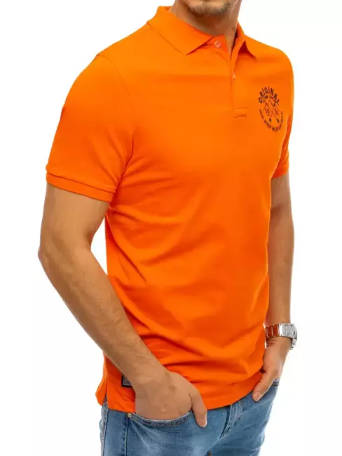 Polo tričko s výšivkou oranžové Dstreet PX0395