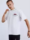 Pánské tričko s potiskem a nášivkami bílé Dstreet RX4610_1